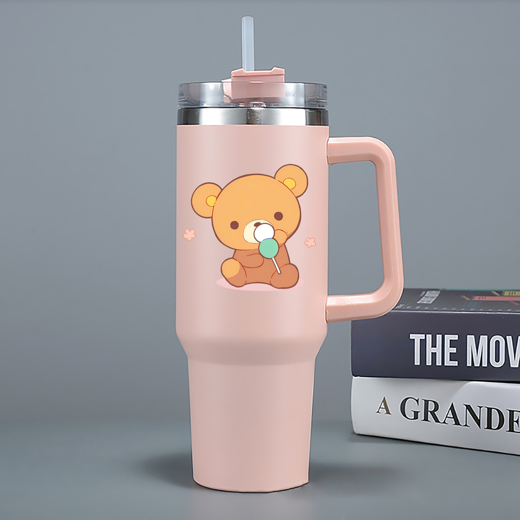 （画像用） リラックマ リラックマ キイロイトリ Rilakkuma Korilakkuma Kiiroitori 1200mL車用タンブラー - クリスタルステッカー（プラスチックストロー付き）